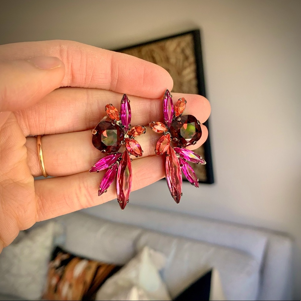 Elizabeth Cole Pink/Peach/Wine Mohawk Earrings